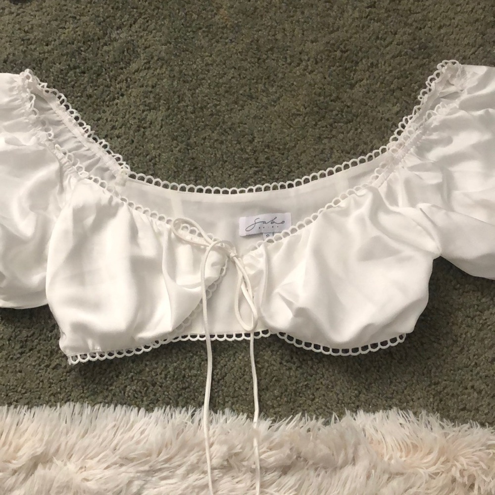 SABO SKIRT EYELET TRIM TIE FRONT TOP
